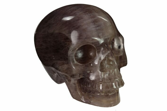 Realistic, Carved, Banded Purple Fluorite Skull #151228